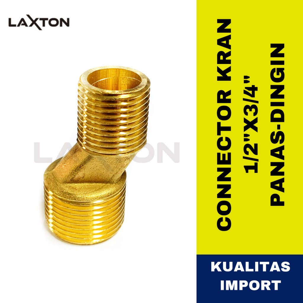 Connector kran panas-dingin 1/2&quot;X3/4&quot; Kuningan kualitas import