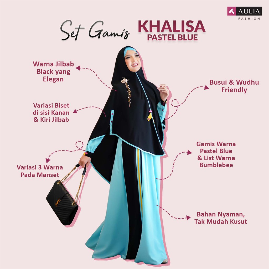 Gamis Aulia Fashion Set Khalisa Pastel Blue