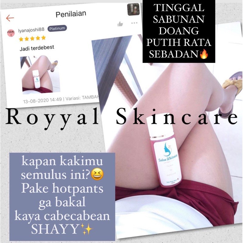 Sabun Badan Pemutih Permanen / White Diary Gluta Body Soap / Putih Instan / Royyal Body Wash Whitening