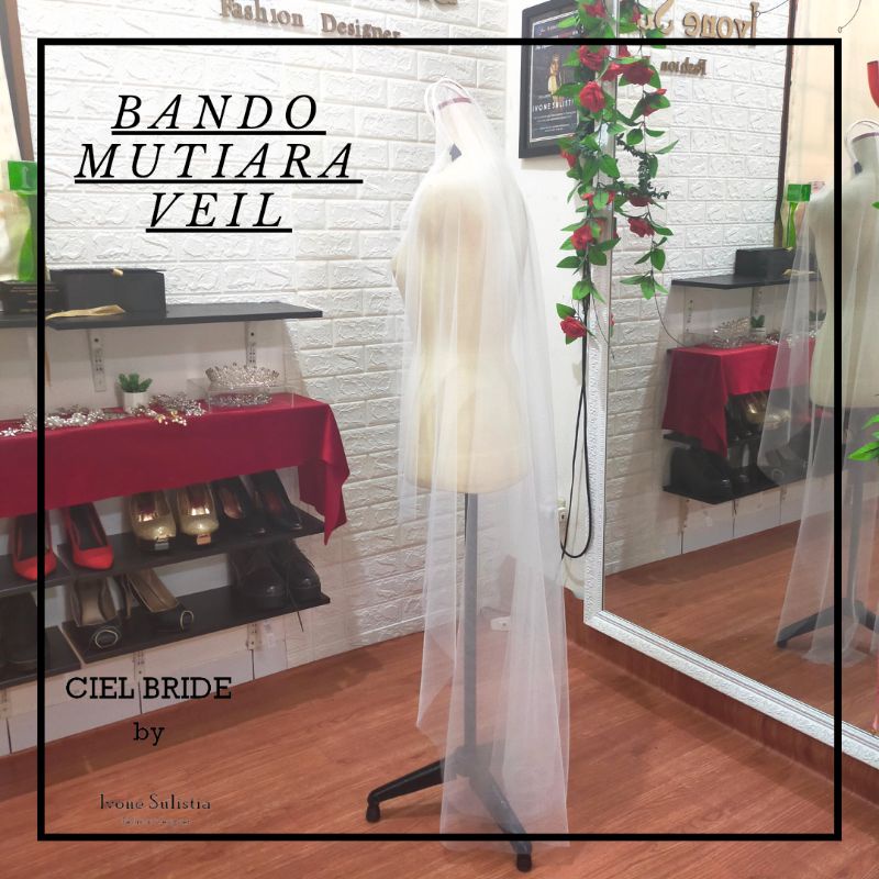 custom order wedding veil kerudung pengantin bando mutiara