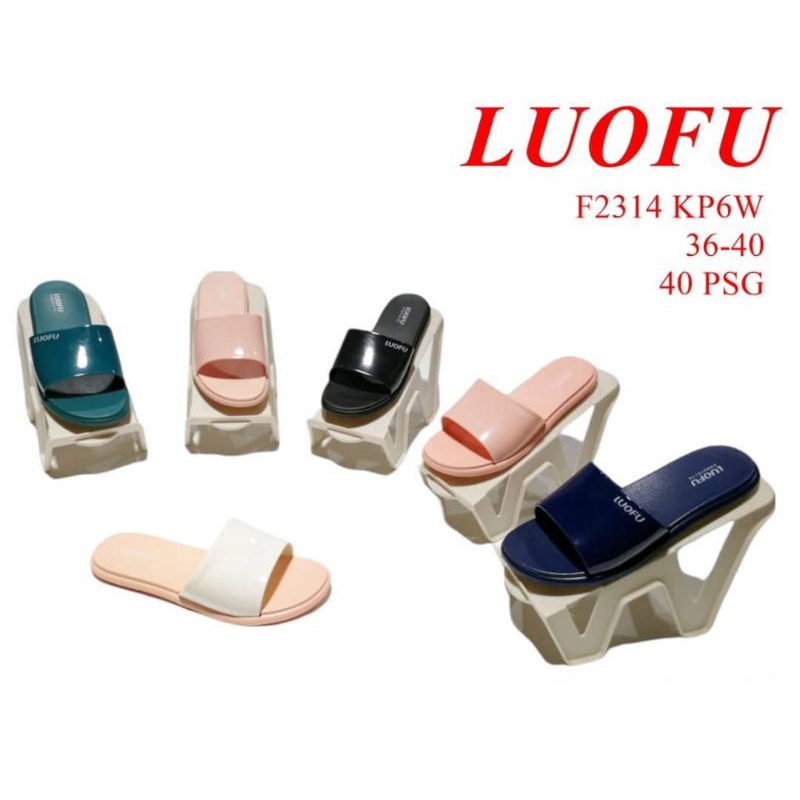 sendal karet slop luofu new,sandal wanita karet kekinian terbaru nyaman,sendal teplex inport luofu