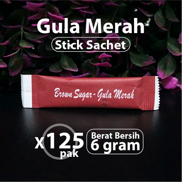 

Paket 125 pcs - Brown Sugar Stick Sachets -Gula Merah Aren Saset Hotel