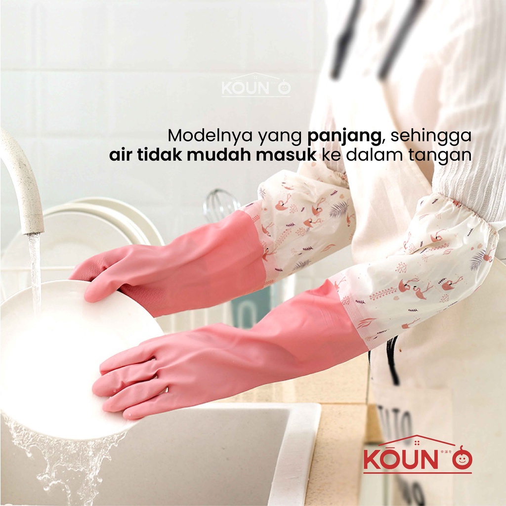 Sarung Tangan Karet Cuci Piring Baju Panjang Lateks Anti Air Tebal Rubber Gloves Latex Waterproof