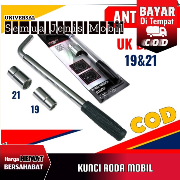 KUNCI RODA BAN SERBAGUNA L BISA PANJANG PENDEK UK BAUT 19 & 21 / KUNCI L BAN MOBIL