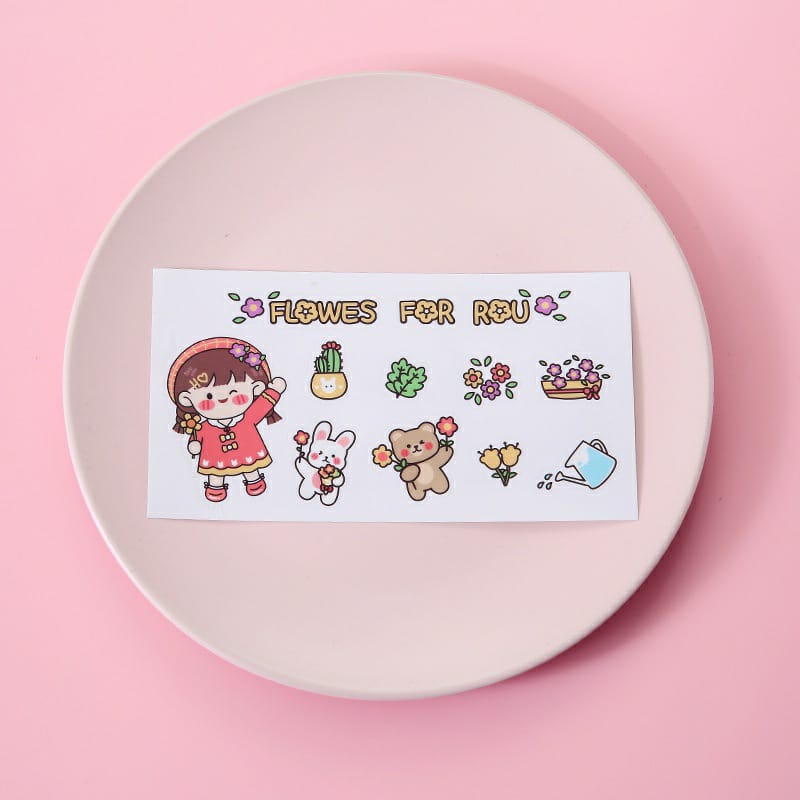 STIKER MOTIF KOREAN GIRL LUCU AESTHETIC | STICKER BOTOL HP GELAS BUKU | STATIONERY LUCU STIKER LUCU KEKINIAN STICKER CATATAN