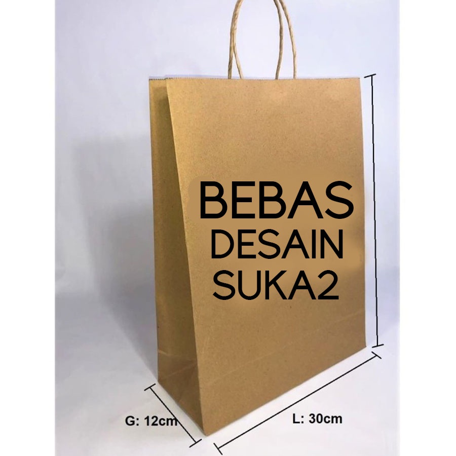 (+SABLON) Paper Bag Coklat Polos Besar Jumbo 30x12x40cm XXXL Paper Bag Kado Souvenir Wedding Packing