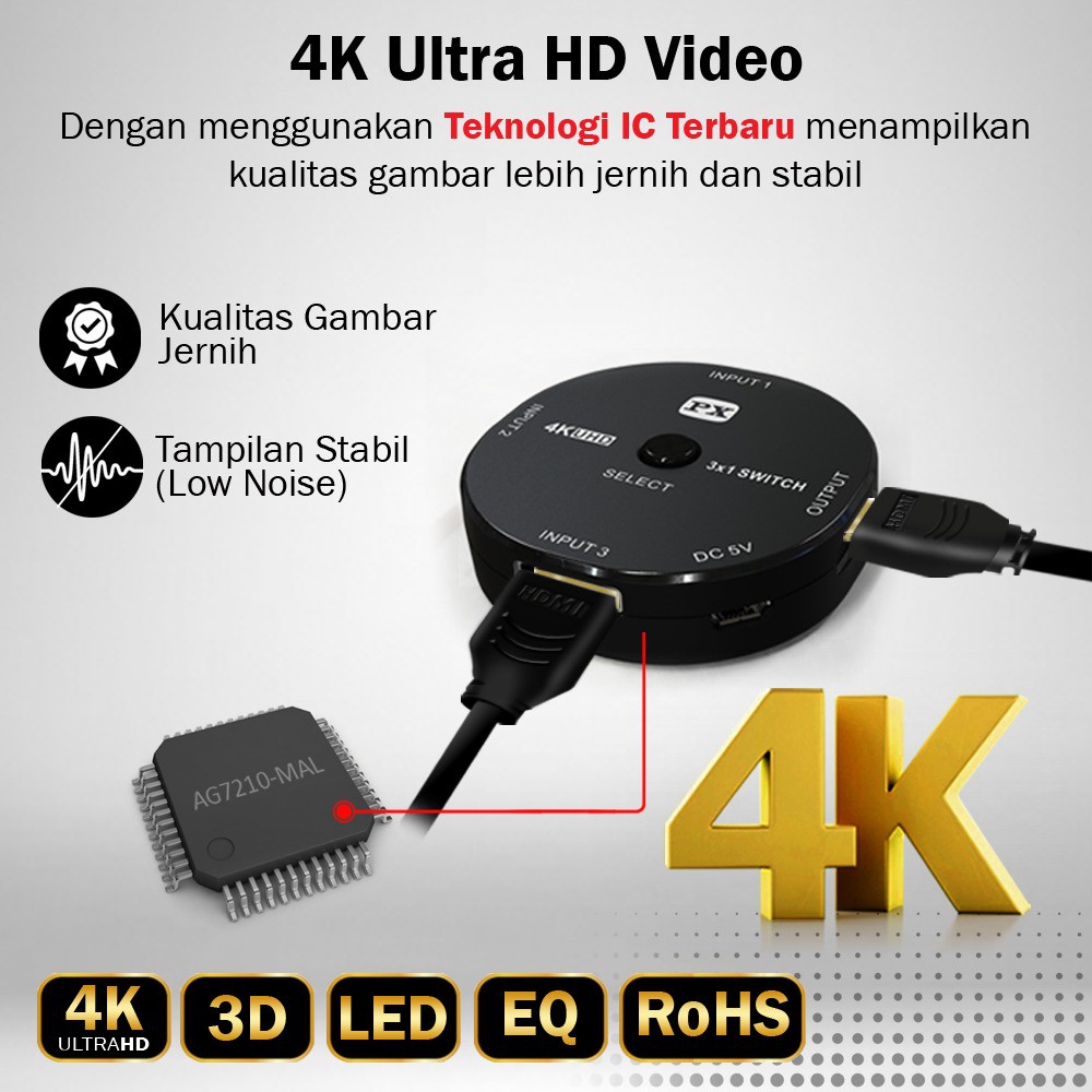 HDMI Switcher Video 4K 3 Input 1 Output 3 port PX HD2-310