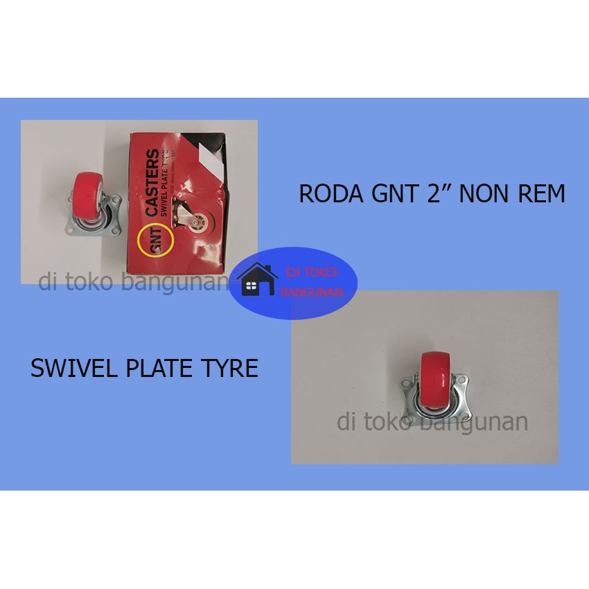 Roda Kastor GNT Swivel Plate Nylon NON REM Merah 2 inc Troly 1 pc