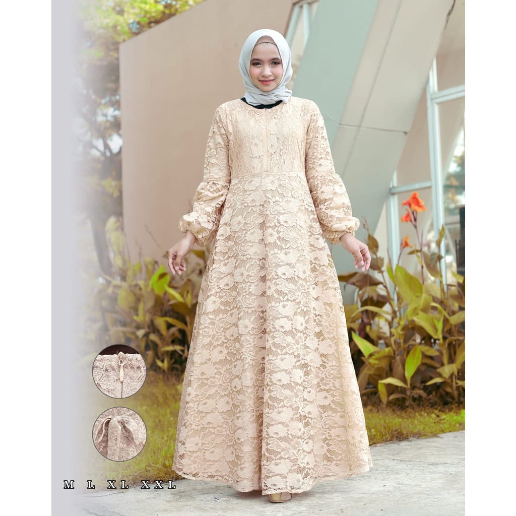 Aldine gamis brukat tule//gamis pesta modern//gamis wanita //fashion wanita terbaru