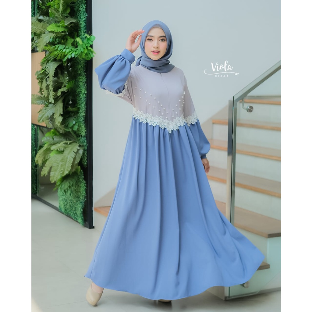 GAMIS itycrepe mutiara CLARISSA ORIGINAL VIOLA DAN CLA MAXY DRESS