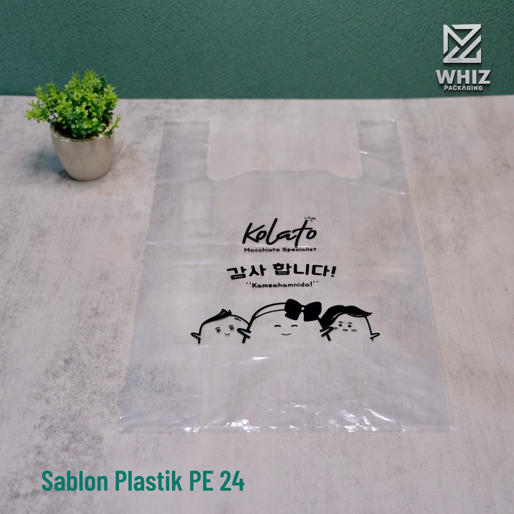 Sablon Kantong Plastik Bening HD / PE uk 24 Murah - 1000 pcs