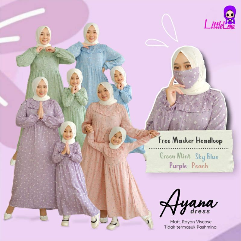 LittleLena Ayana Dress Couple Ibu Dan Anak 1-12 Thn Bahan Rayon Viscose