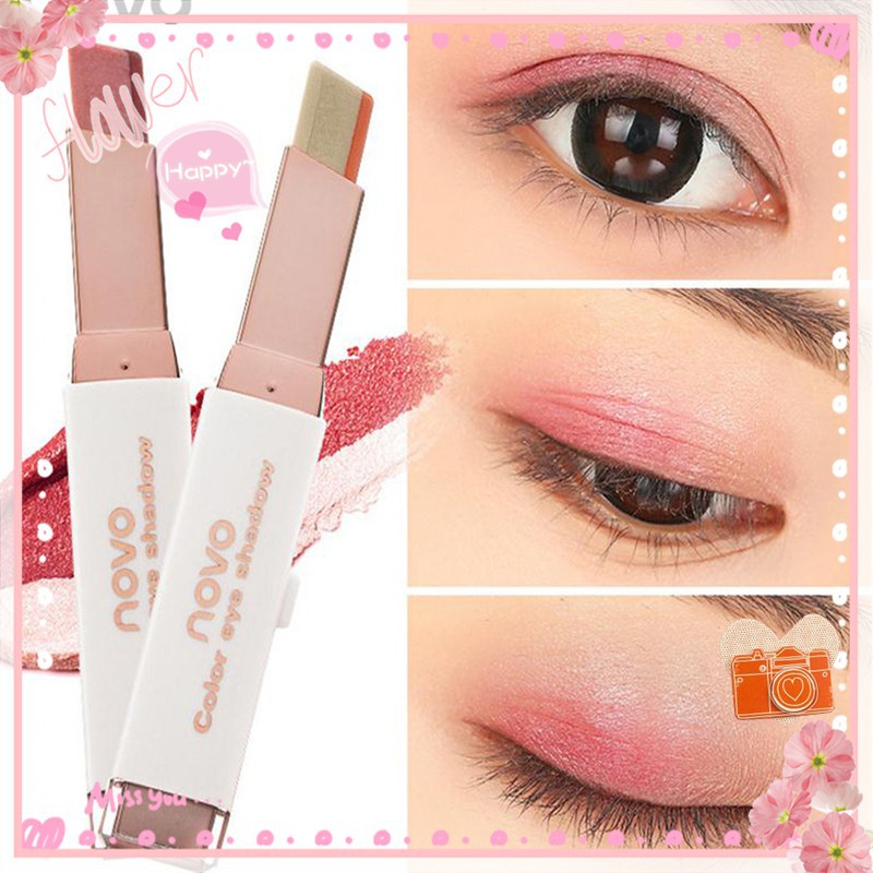 Gratis Ongkir Novo Velvet gradient double color eyeshadow stick Bead Everbright eye shadow