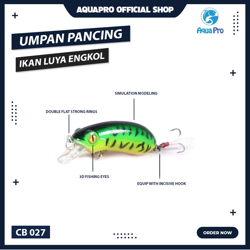 Aquapro CB027 Umpan Pancing Luya Engkol 6Cm 10G Batu Tenggelam dengan Kait Bulu Umpan Keras Umpan Pancing Minnow Crank Simulasi Alat Putar Imitasi