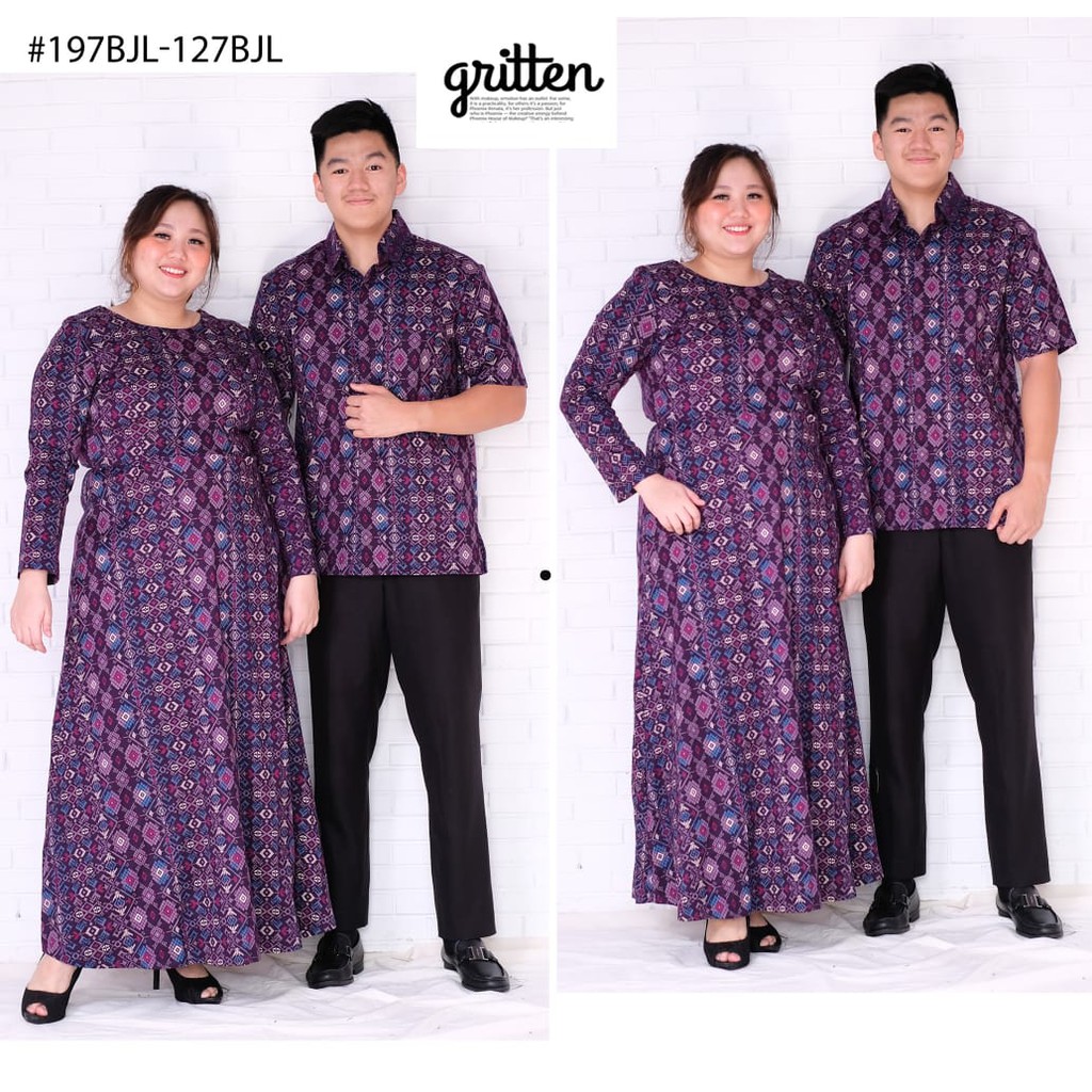 BIGCLO - (COD) Baju Couple Batik Jumbo Dress Wanita Bigsize dan Kemeja Pria Vol44