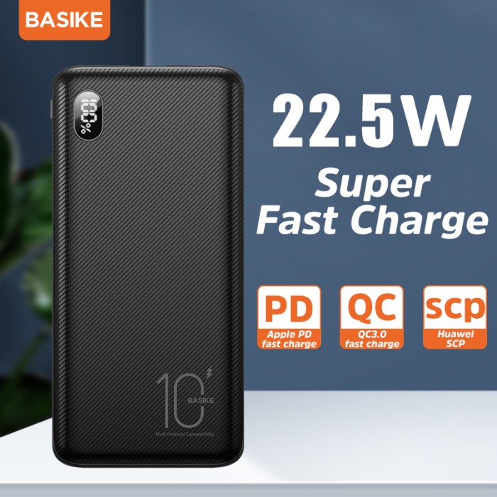 basike 22.5w10000mah powerbank fast charging for apple/huawei/oppo dll
