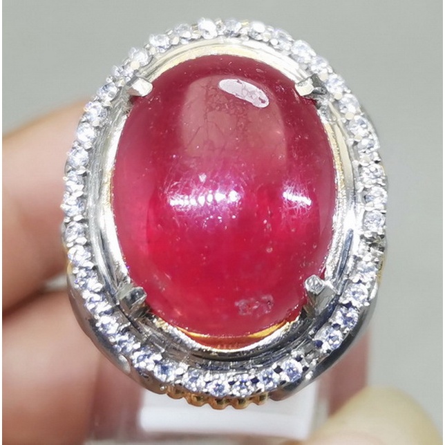 Cincin Batu Akik Merah Delima Asli Ruby