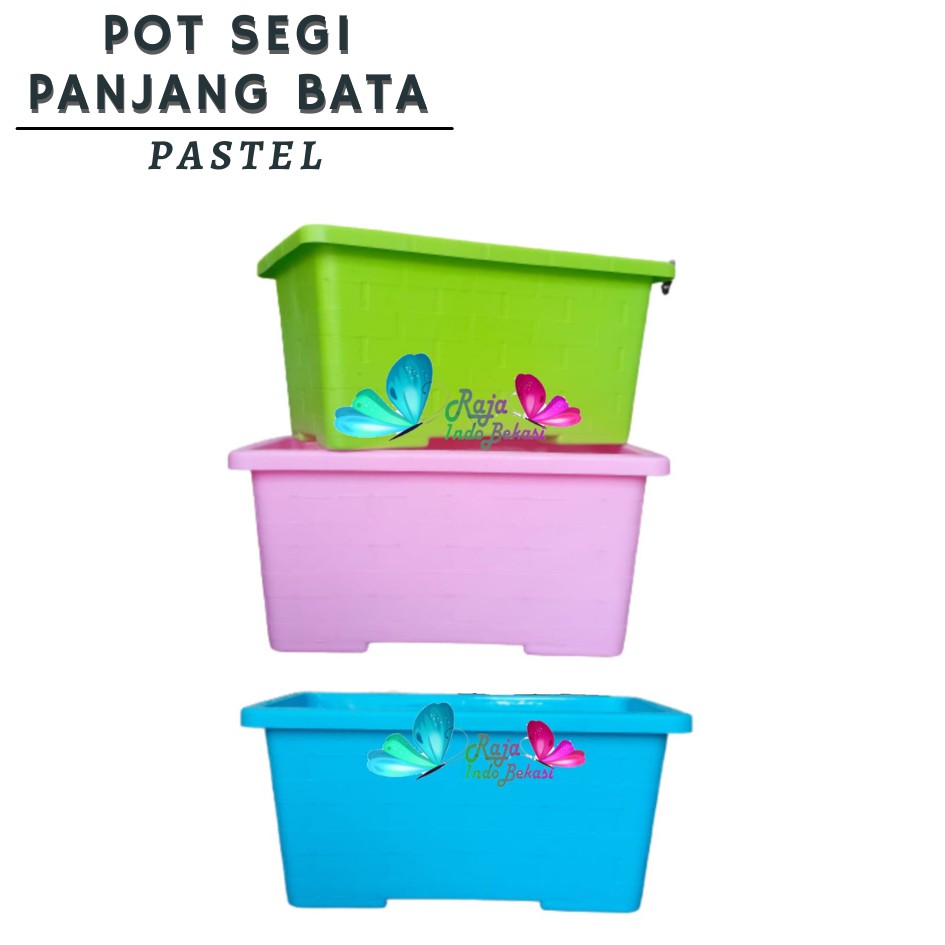 Pot Segi Panjang Bata 25 Cm Pastel Pink Hijau Biru Pot Bunga Panjang Roemah Pot Murah Kotak Bagus