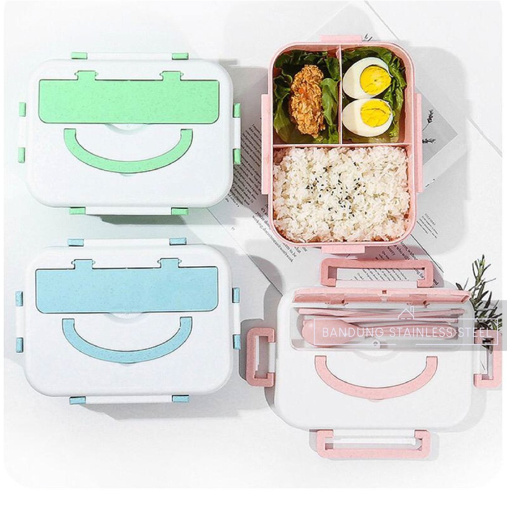 rantang WARNA  baru 3 sekat lunch box plastik makan bekal food kontainer anak sekolah tebal lucu