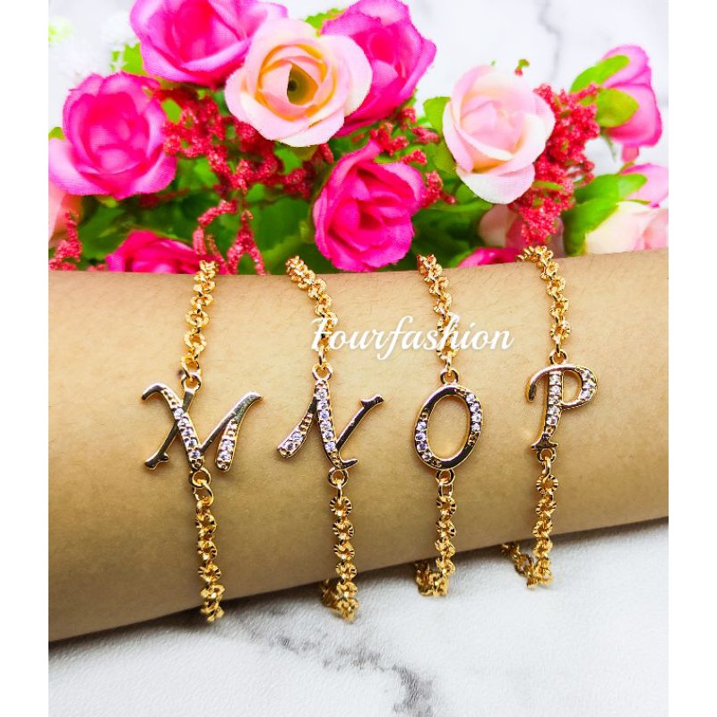 Fourfashion Gelang Tangan Sirkon Huruf Latin Inisial Xuping Lapis Emas
