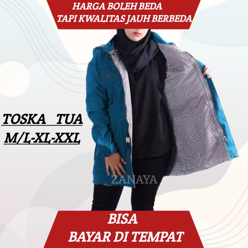 COD JAKET PARKA WANITA BIG SIZE SIZE L XL XXL 3XL 4XL BAHAN KANVAS 10 WARNA