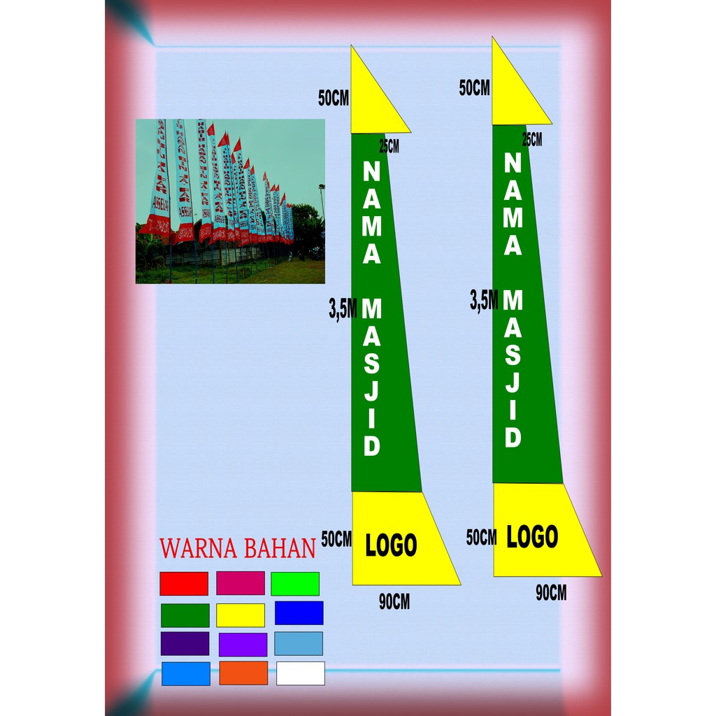 

umbul umbul sablon manual 4,5 meter x 50 cm miring