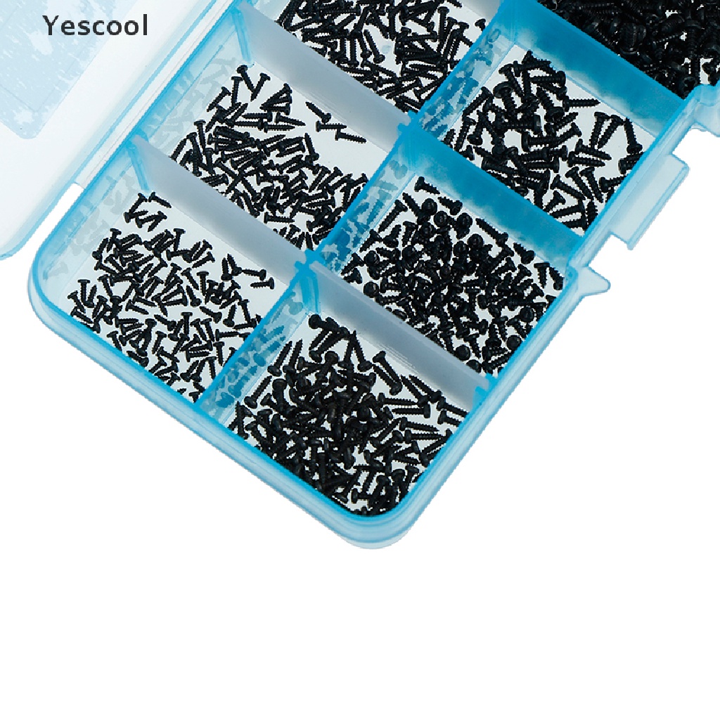 Yescool 1000Pcs / set Sekrup Mikro M1.2 M1.4 M1.7 mix PA Kepala Bulat