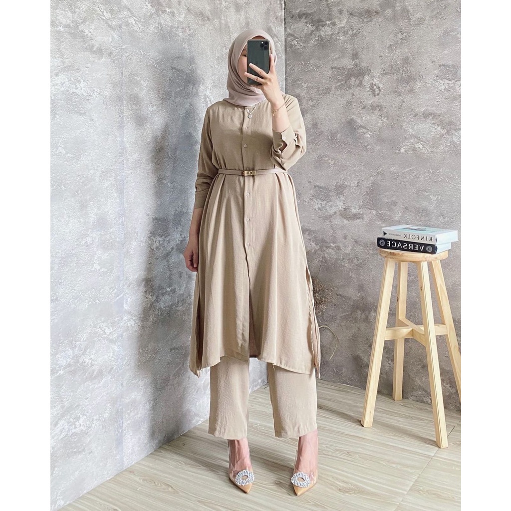 ZIVILIA SET TUNIK DAN KULOT / SETELAN BAJU WANITA POLOS / SETELAN BAJU WANITA TUNIK DAN KULOT / ONE 