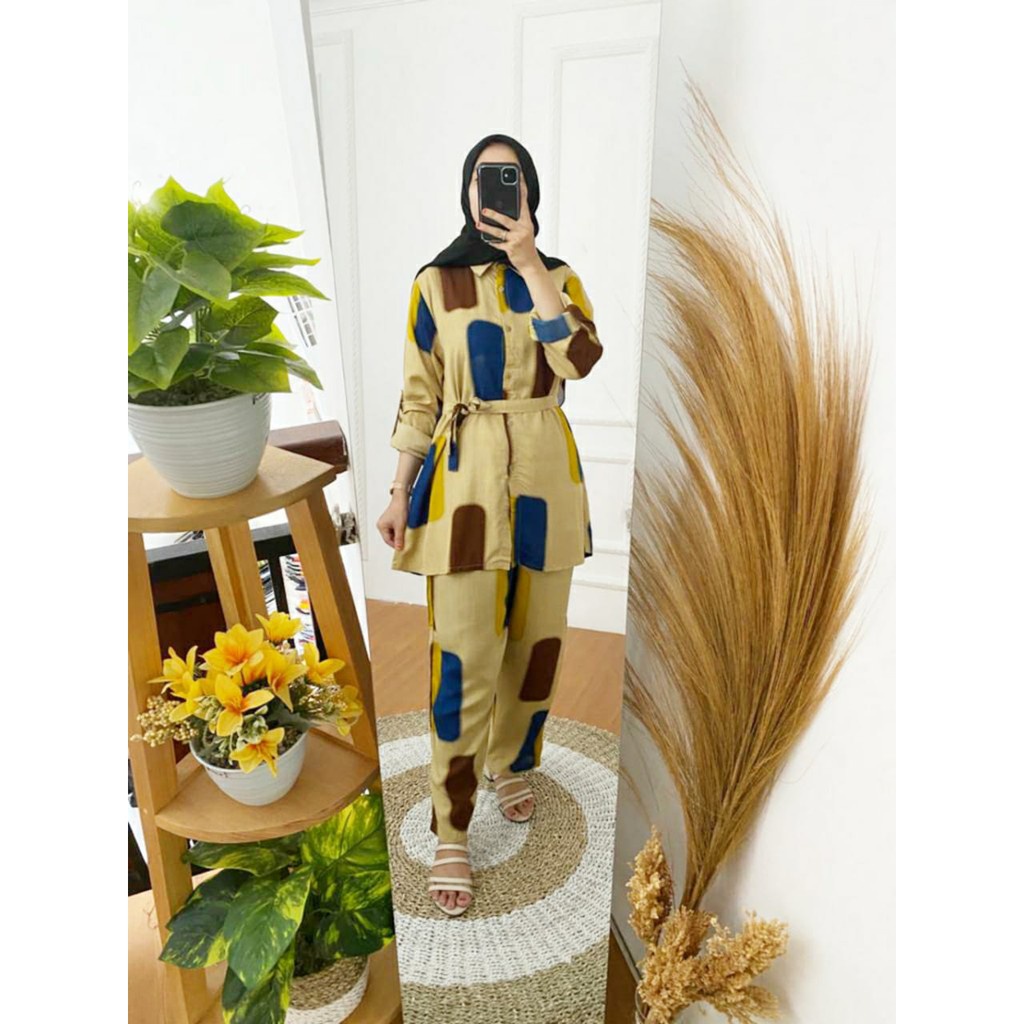 MANDA ONE SET / SETELAN RAYON DAILY / ONE SET TUNIK BAJU SETELAN WANITA KEKINIAN.