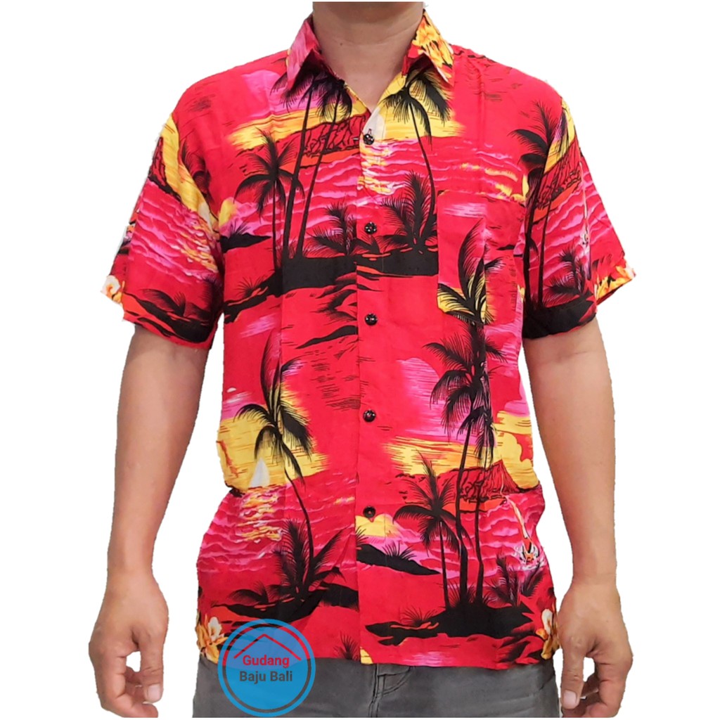 Kemeja Pantai / Kemeja Hawai / Kemeja Bali (Bahamas) M-XXXL-Merah