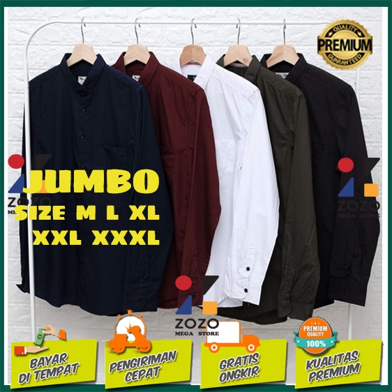 KEMEJA PRIA LENGAN PANJANG POLOS ABU ABU MUDA SOFT GREY XXL