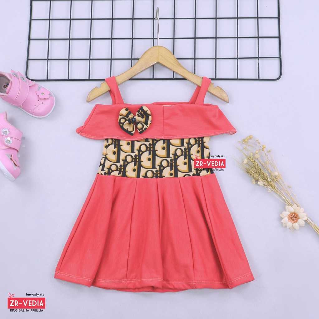 Dress Alinka uk Bayi 3-12 Bulan / Dress Pesta Baby Perempuan Gaun Flower Lengan Dres Baju Import Kiosbalitaaprillia