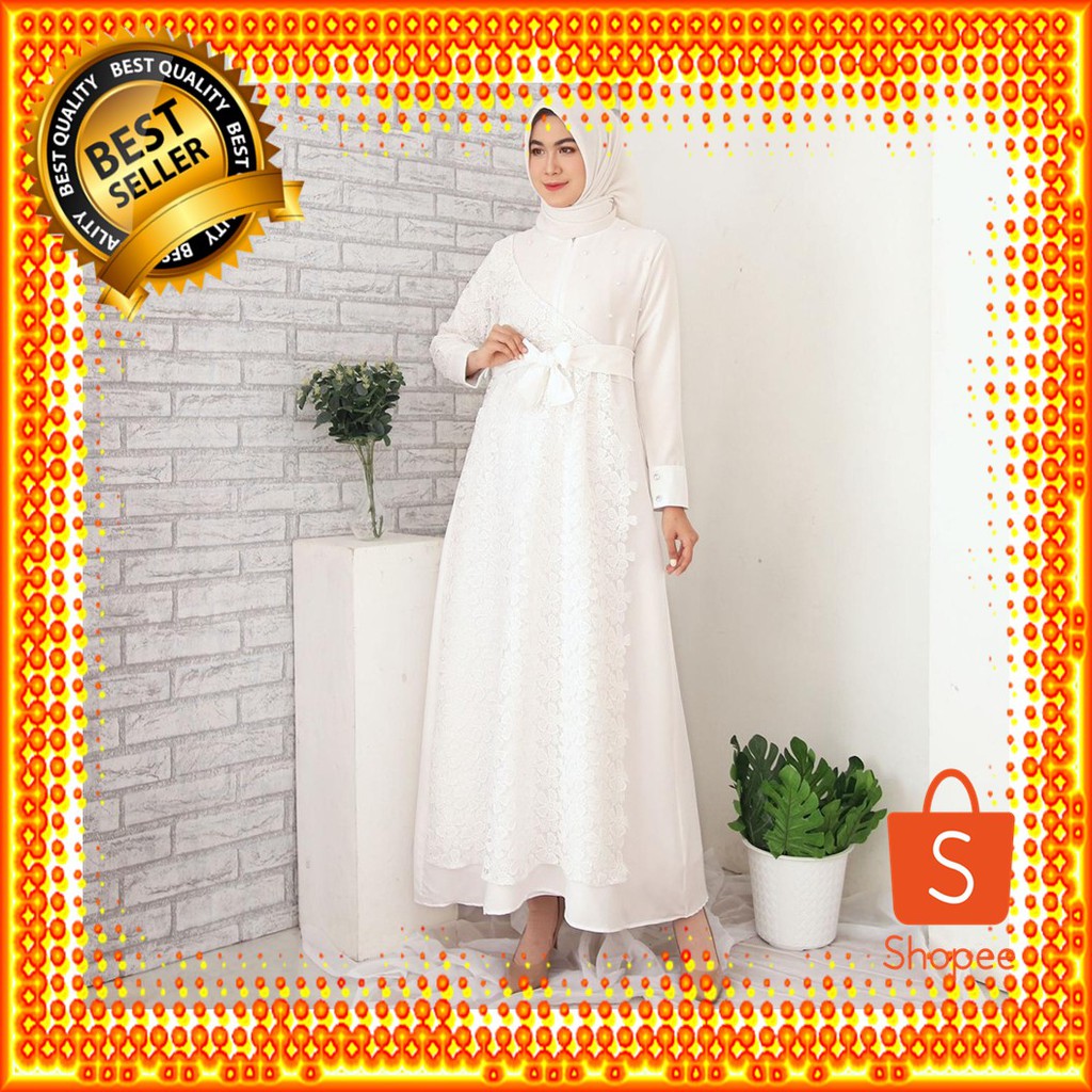 NEW Gamis Putih Gamis Brukat Brokat Gamis Polos 8361