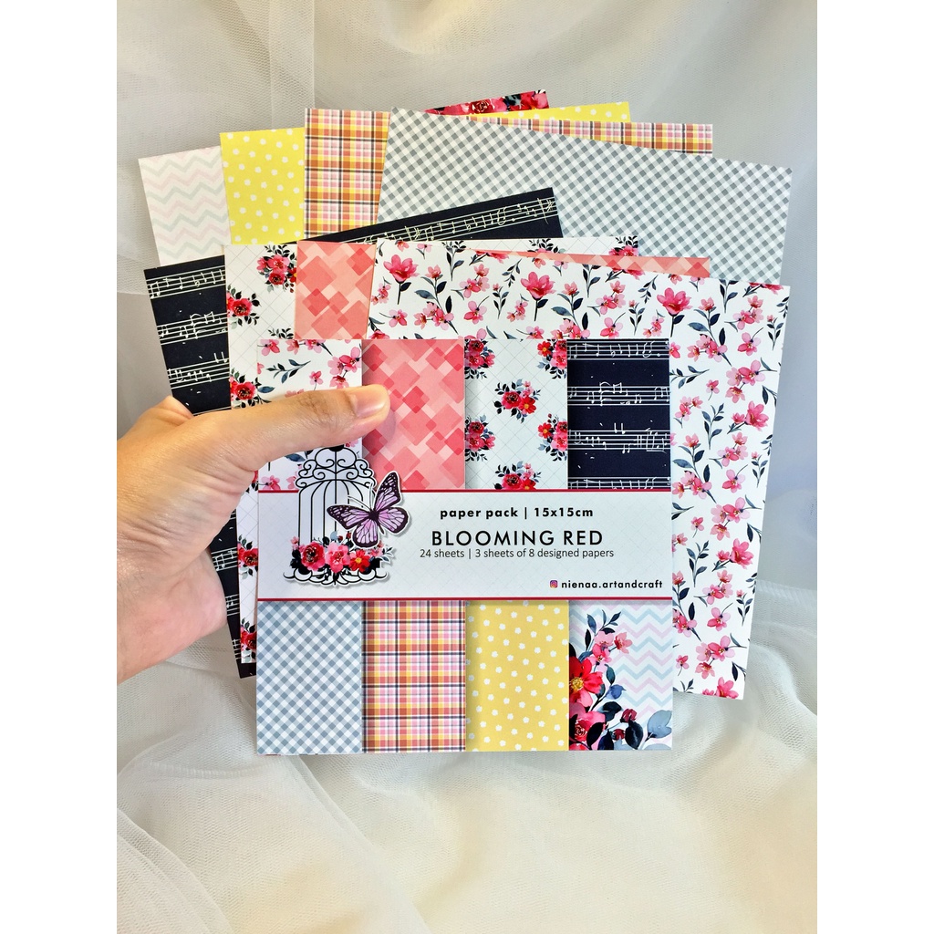 

Scrapbook Paper | Bahan Scrapbook Kertas Bujo Journaling 15x15cm | Blooming Red