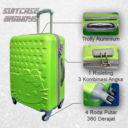 KOPER HELLO KITTY RODA 4 UKURAN 24 INCH/ TAS KOPER WANITA MURAH/ KOPER RODA/ KOPER HARDCASE/ KOPER