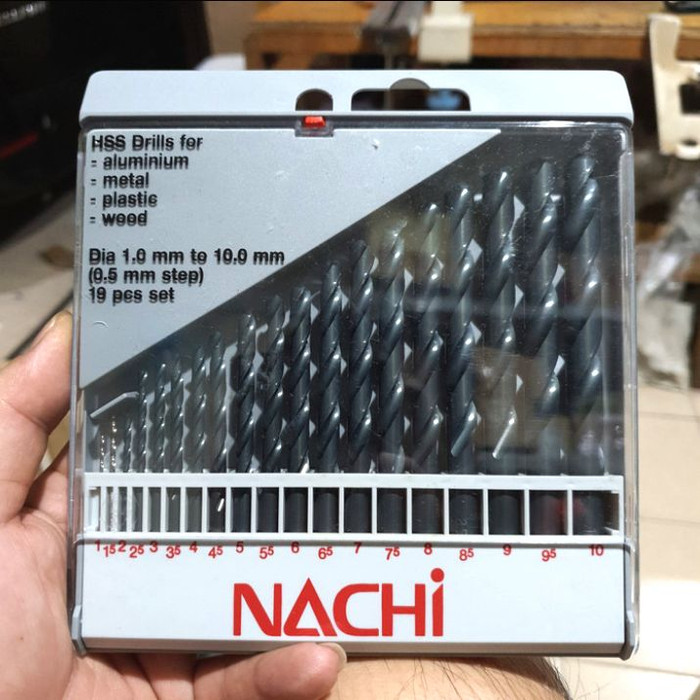 Original Mata Bor Besi HSS NACHI set diameter 1.0mm - 10mm