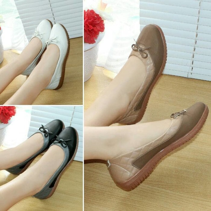Sepatu Wanita Flat Shoes Bahan Chanel Ribbon BLD0808