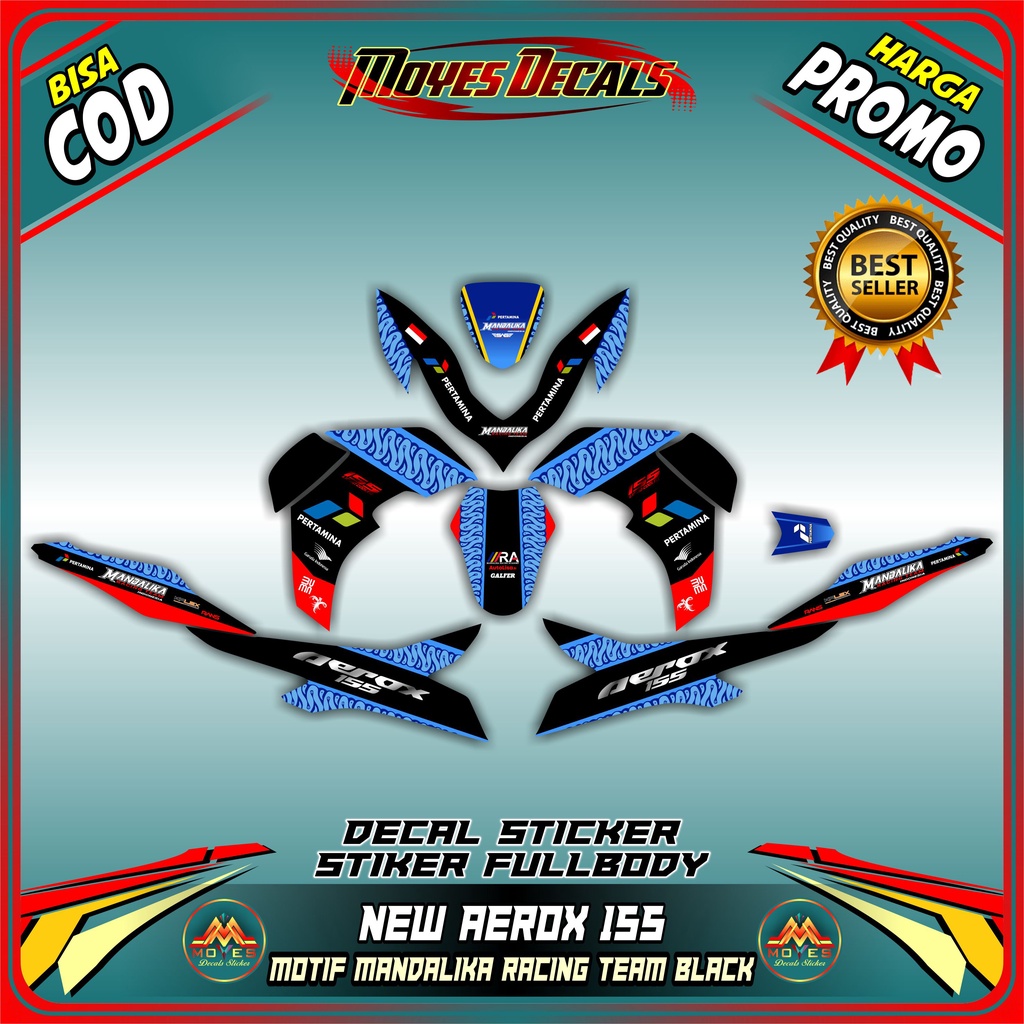 Decal Stiker New Aerox 155 Mandalika Racing Team Black
