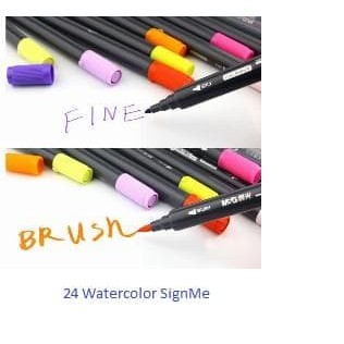 

SignMe 24 Watercolor 24 Warna Brush Pen Spidol 2 ujung