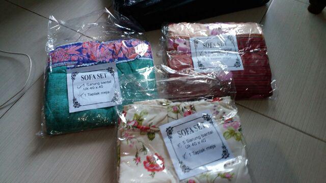 Terlaris!!! Grosir Sofa Set/ Set Tamu / Sarung Bantal Sofa 40x40 Taplak Meja Motif Ferona