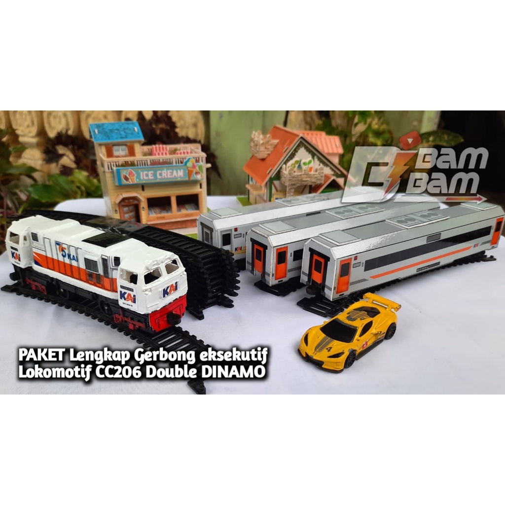 Kereta Api Indonesia Full set - Lokomotif CC206 DOUBLE DINAMO+Gerbong(Handmade) - BIBAM BIBAM