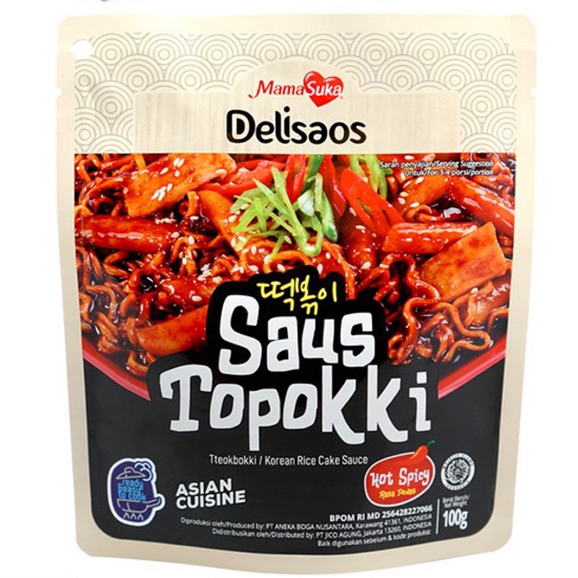 Saus Topokki Hot Spicy Delisaos Mama Suka 100gr / Bumbu Topokki Korea Halal