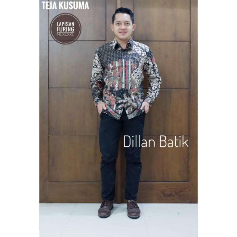 KEMEJA BATIK EXCLUSIVE TEJA KUSUMA KEMEJA BATIK PRIA LAPIS FURING BAHAN KATUN PRIMISIMA BATIK SOLO