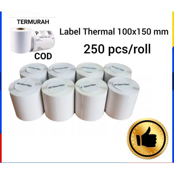 

Kertas Thermal Label barcode 100 x 150 mm ukuran A6 isi 250