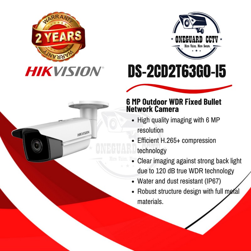 DS-2CD2T63G0-I5 HIKVISION IP CAMERA 6 MP OUTDOOR  BULLET
