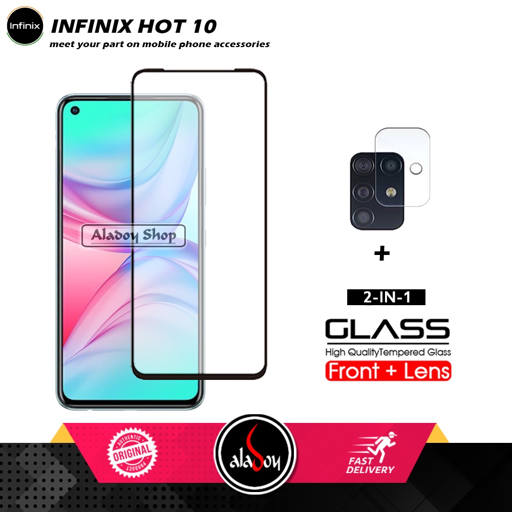 PAKET Tempered Glass Layar Infinix Hot 10 Free Tempered Glass Camera