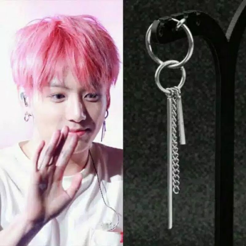 Anting jepit dan tusuk jungkok will  / anting korea / anting pria wanita / anting jepit dan tusuk i7