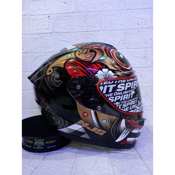 HELM NJS ZX-1 MOTIF BARONG BLACK DOUBLE VISOR|NJS ZX1