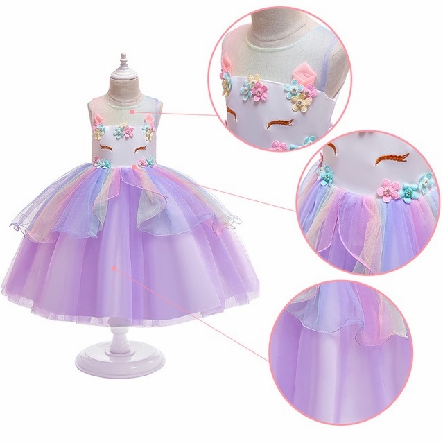 Unicorn Dress Anak Little Pony Premium Gaun Anak Perempuan Birthday Party Lembut Cute Princess dress