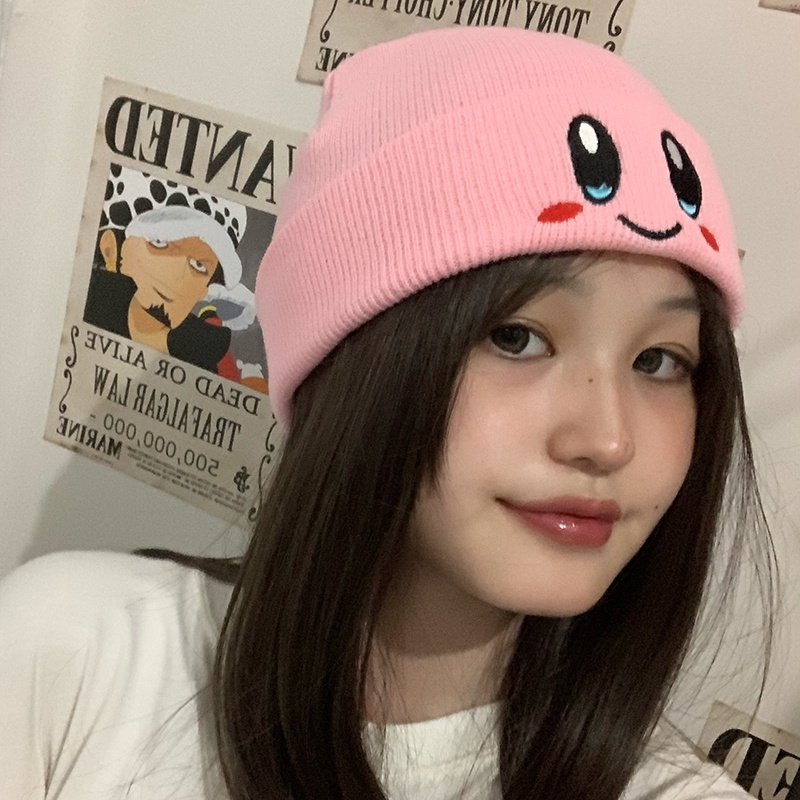 Topi Kupluk Rajut Bahan Wol Warna Pink Untuk Wanita